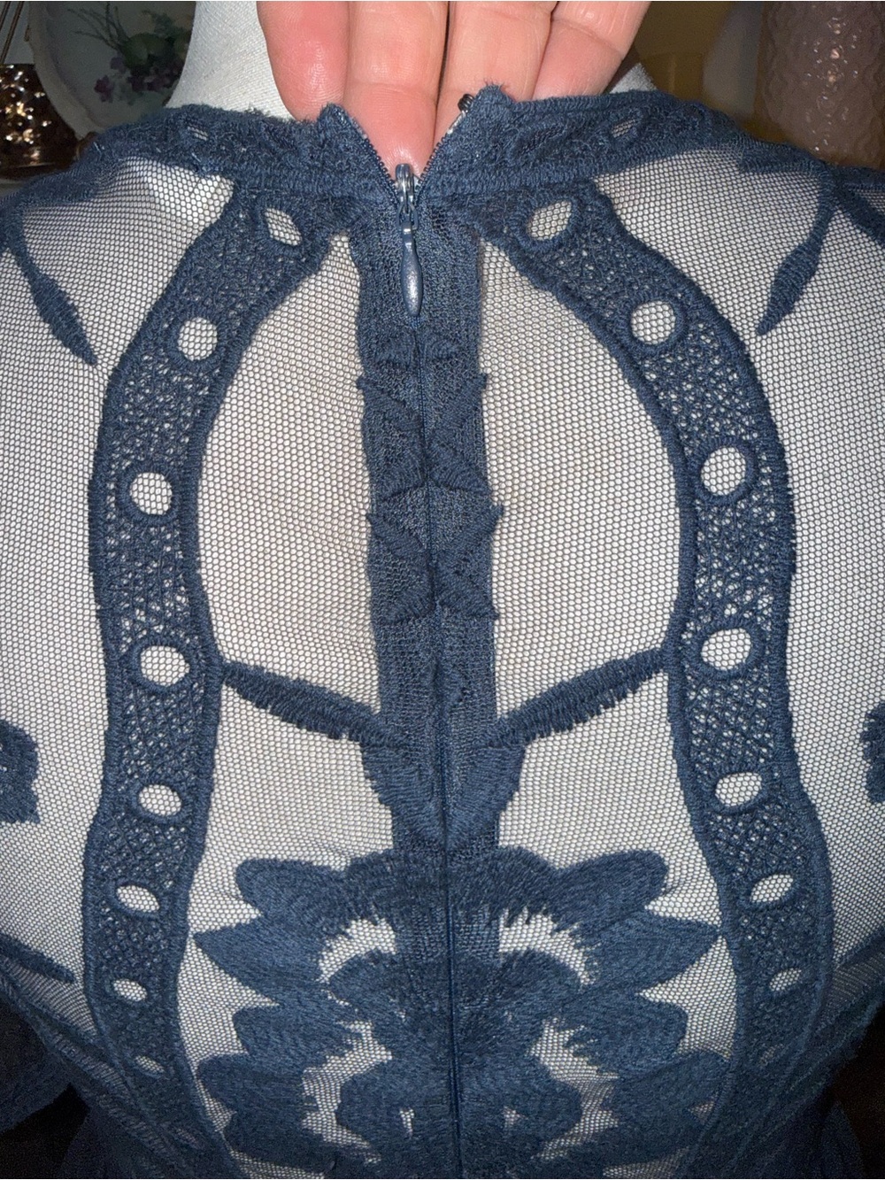 Navy Lace V-Neck Maxi Dress - Picture 8 of 10